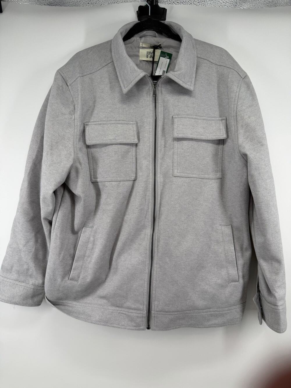 New PX Full Zip Herrington Jacket Light Grey Size L NWT